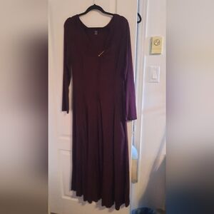 SHEIN Plum Long Sleeve V-Neck Maxi Dress